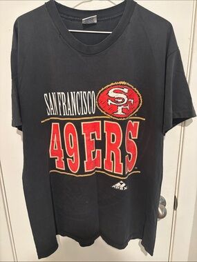 90s Vintage Apex San Francisco 49ers Black Graphic Tee - NFL Logo